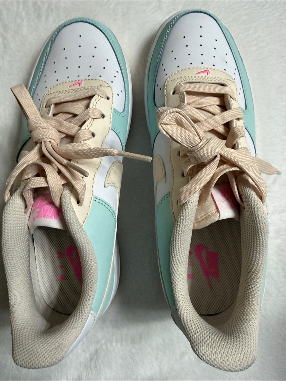Nike Kids Low-Top Sneakers White Mint Pink Beige